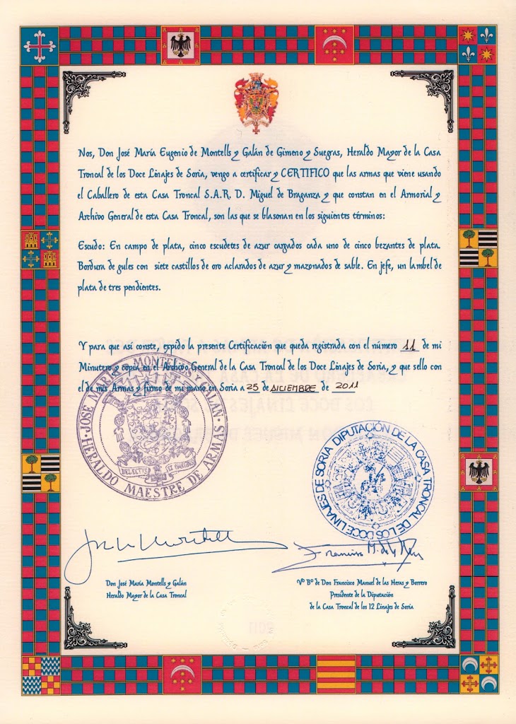 BRAGANZA y BREIDEL Heráldica de nuestros Caballeros y Damas. Doce